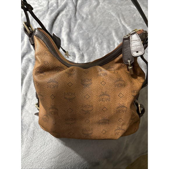 MCM Leather Brown Monogram Shoulder Hobo Handbag - Picture 8 of 16